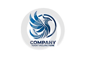 Phoenix In Blue Flames Modern Logo