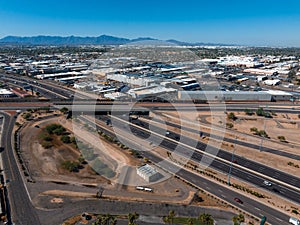 Phoenix city downtown skyline cityscape of Arizona in USA.