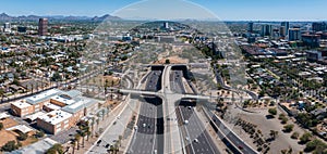 Phoenix city downtown skyline cityscape of Arizona in USA.
