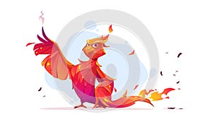 Phoenix or fenix fire bird cartoon character. photo