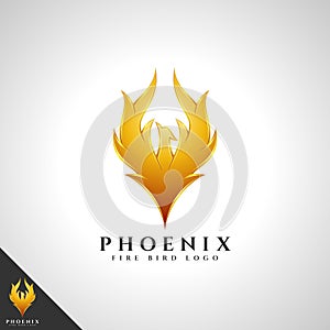 Phoenix Fire Bird Logo with 3D design concept