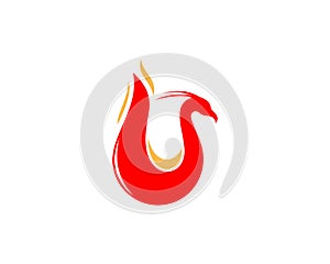 Phoenix with fire flame shape logo