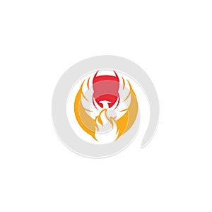 Phoenix flame logo icon isolated on white background