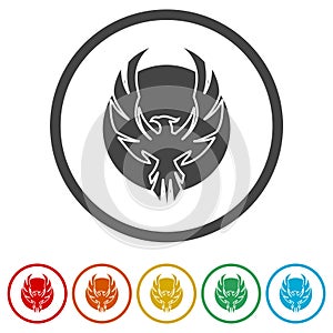 Phoenix logo concept ring icon, color set