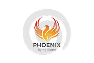 Phoenix Logo flying bird design vector. photo