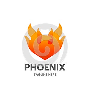 Phoenix logo template. Abstract bird made of flame.
