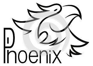 Phoenix illustration on white background.