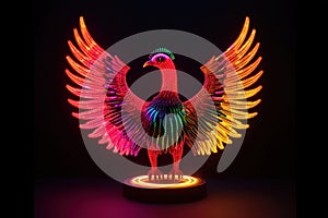 Phoenix made of rainbow-colored lights