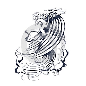 Phoenix mascot inking illustration photo