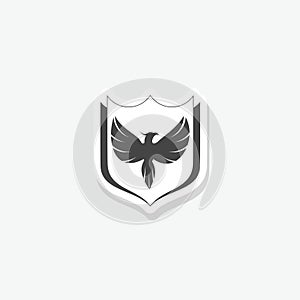 Phoenix with shield icon sticker isolated on white background