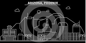 Phoenix silhouette skyline. USA - Phoenix vector city, american linear architecture, buildings. Phoenix travel