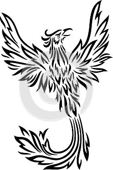 Phoenix tattoo isolated on white background