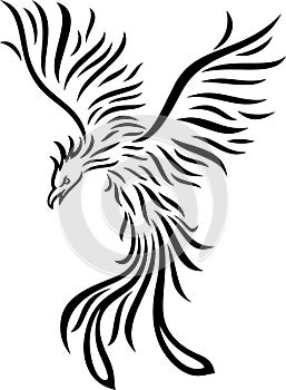 Phoenix tattoo isolated on white background