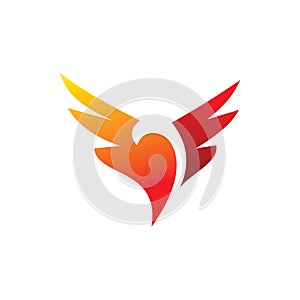 Phoenix wing flame bird logo design