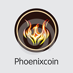 Phoenixcoin Cryptocurrency - Vector Illustration.