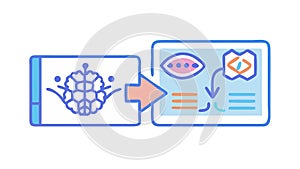 Phone AI Brain Processing Cognitive Tech, vector design Generative AI