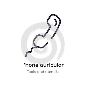 phone auricular with cable outline icon. isolated line vector illustration from tools and utensils collection. editable thin