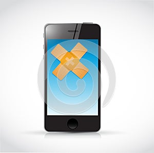 phone band aid fix solution concept illustration
