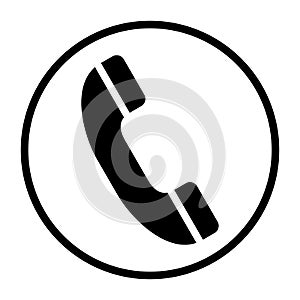 Phone black icon. Call symbol isolated on white in vector.