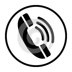 Phone black icon. Call symbol isolated on white in vector.