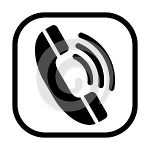 Phone black icon. Call symbol isolated on white in vector.