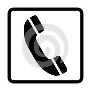 Phone black icon. Call symbol isolated on white in vector.