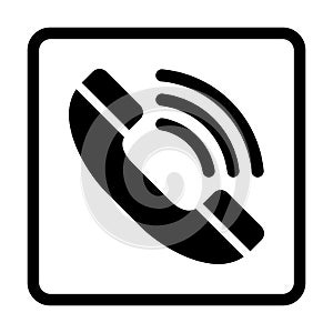 Phone black icon. Call symbol isolated on white in vector.