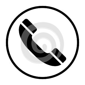 Phone black icon. Call symbol isolated on white in vector.