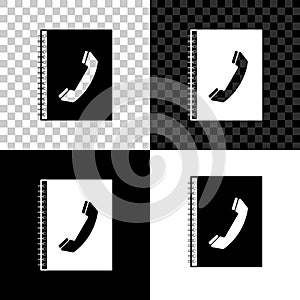 Phone book icon isolated on black, white and transparent background. Address book. Telephone directory. Vector