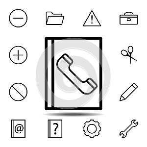 Phone book icon. Simple thin line, outline vector element of minimalistic, web icons set for UI and UX, website or mobile