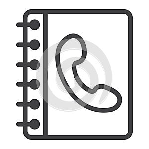 Phone book line icon, Contact us and website