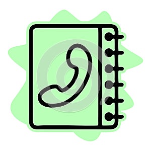 Phone book line icon, Contact us and website button, vector graphics
