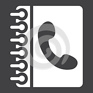 Phone book solid icon, Contact us and website
