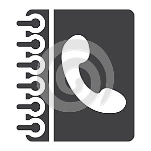 Phone book solid icon, Contact us and website