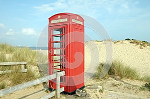 Phone booth on Studland Beac