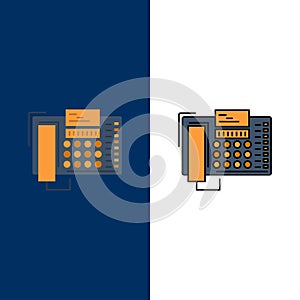 Phone, Business, Office, Call, Contact  Icons. Flat and Line Filled Icon Set Vector Blue Background