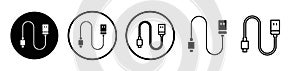 Phone cable icon vector set on white background