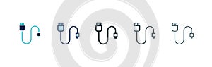 Phone cable icon vector set on white background