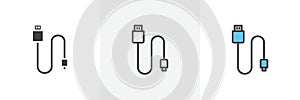 Phone cable icon vector set on white background