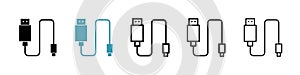 Phone cable icon vector set on white background