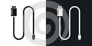 Phone cable icon vector set on white background
