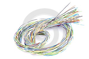 Phone cable knot over white