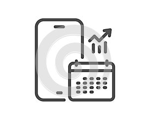 Phone calendar line icon. Smartphone app sign. Vector