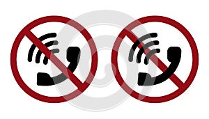 phone call ban prohibit icon. Not allowed to call . photo
