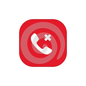 Phone call blocking, blocked icon vector on square button