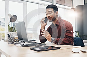 Phone call communication, stress and laptop person talking to tech contact for computer problem, 404 error or database