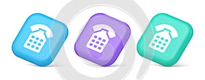 Phone call contact communication web button helpline hotline 3d realistic isometric icon
