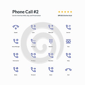 Phone Call icon set interface app part 2 vector graphic design illustration for mobile web presentation