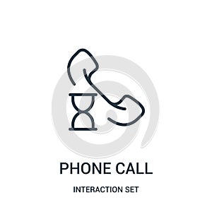 phone call icon vector from interaction set collection. Thin line phone call outline icon vector illustration