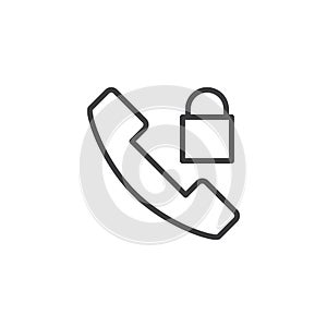 Phone call lock outline icon